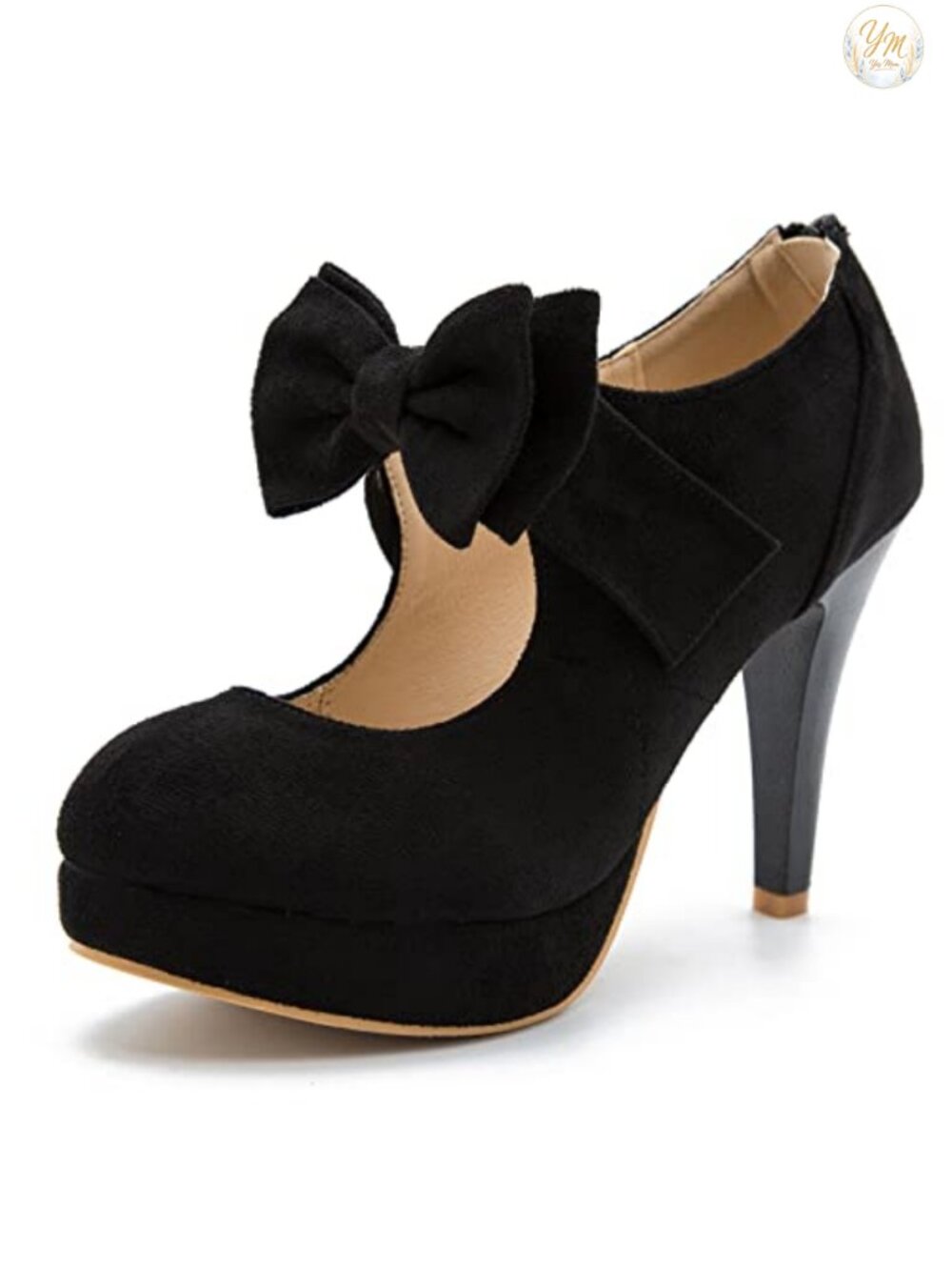 Women's Platform Mary Jane Pumps with Bow High Heel Closed Toe Zip